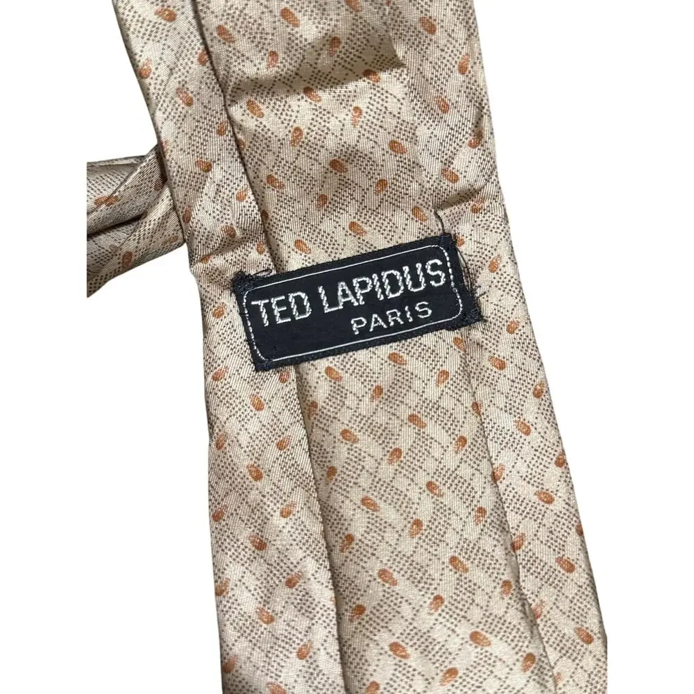 Vintage Ted Lapidus Men's Gold Patterned Necktie